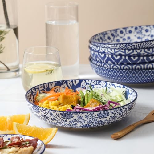 Ceramic Dinnerware Sets for 6 (Vintage Blue / 24 Pieces)