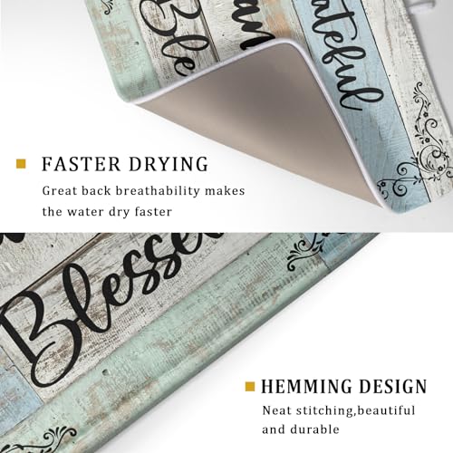 Rustic Wood Dish Drying Mat 18x24 Inch Grateful Thankful Blessed Kitchen Drainer Mats Absorbent Microfiber Rack Holder Countertop Pad (grateful thankful / 18" x 24")