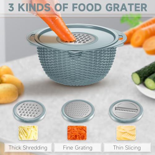 4 1 Strainer with Bowl & Spoons Set (Blue)