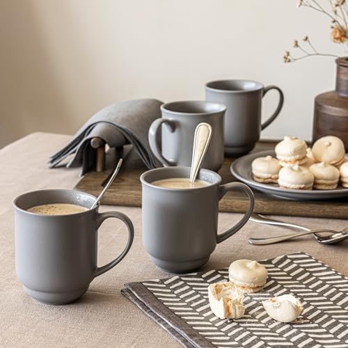 over&back Rim Stoneware Coffee Mugs (Gray / Mugs | 4 Pieces)