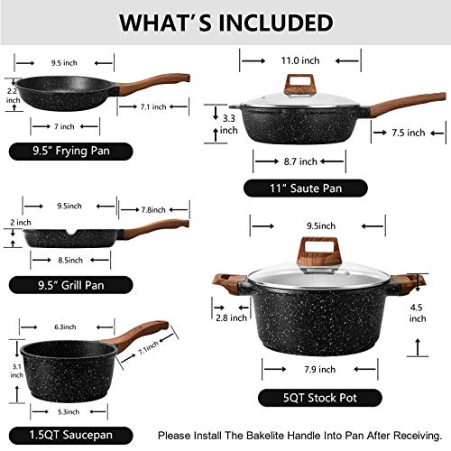 Nonstick Cookware Sets (Cream-8 Pcs Set)