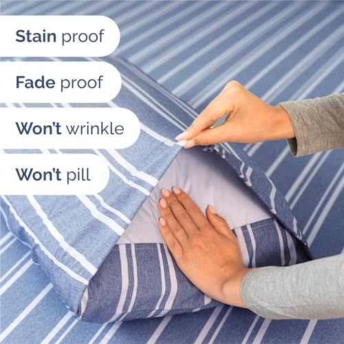 King Size 4 Piece Sheet Set (42 - Blue Stripes 3 / King)