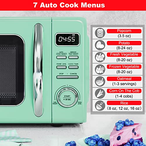 GLCMKZ11GNR10 Retro Countertop Microwave Oven with Auto Cook & Reheat (Green / 1.1 cu ft / Modern)