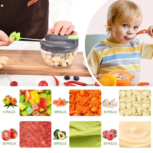 Manual Food Processor Vegetable Chopper (500ml / Ggreen)