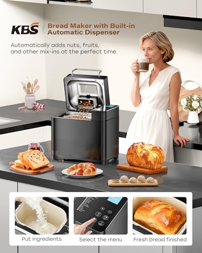 710W 2LB Bread Maker Dual Heaters (Black Stainless Steel)