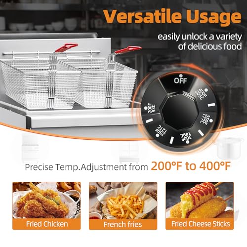 Commercial Gas Floor Fryer with 2 Baskets (Liquefied Gas 80 lb)
