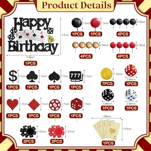 35Pcs Casino Cake Toppers Poker Casino Theme Party Decorations