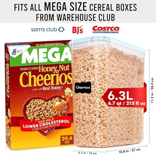 2 Pack (6.3L / 213OZ) EXTRA Large Airtight Food Storage Cereal Containers for Bulk Food Storage BPA-Free Plastic Container, Pantry Organization and Canister for Rice, Pasta, Sugar & Flour (Blue)