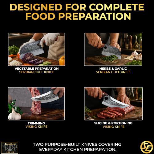 2 Piece Butcher Knife Set Serbian Chef & Viking Knives Kitchen Knife Set