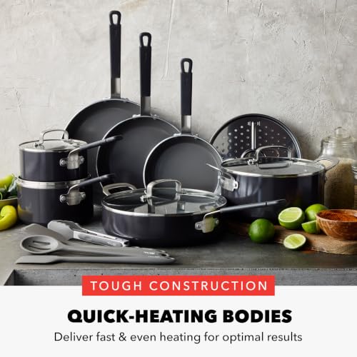 X Bobby Flay 16 Piece Ceramic Nonstick Cookware Set (16 Piece Cookware Set / Black)