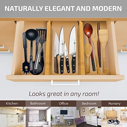 4 Pack Bamboo Drawer Dividers (Bamboo / 2.6-Inch High (4-pk))