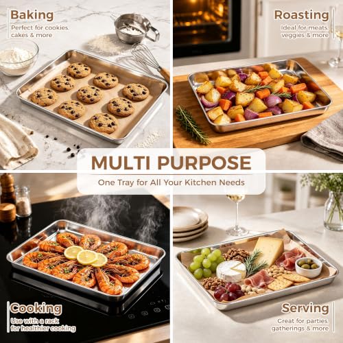 Stainless Steel Baking Sheet 4 Pack (12.4"x9.7")