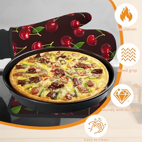 Cherry Oven Mitts and Pot Holders Set (4 Count)