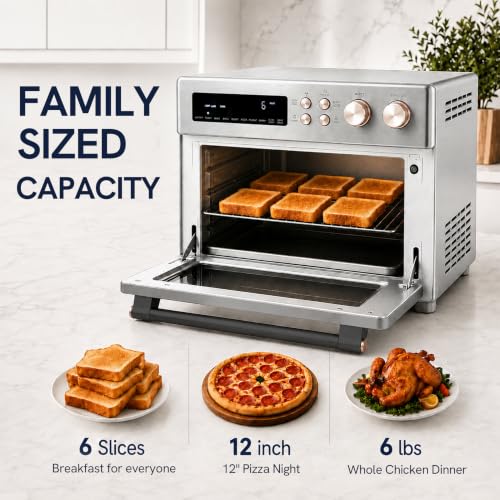 Infrared Heating 26.3 QT Air Fryer Toaster Oven (Brushed Stainless Steel Finish)