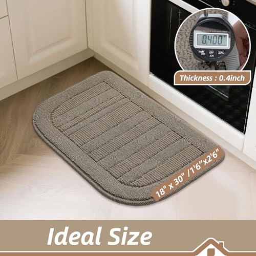2 Pack 30x18 in Kitchen Rugs Non Slip Washable Sink Rug Set (18" x 30" + 18" x 30" / Taupe)