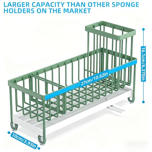Extra Large Sponge Holder for Kitchen Sink Organizer Caddy (Sage Green)