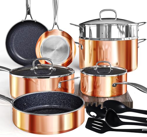 Deluxe DUXANO 14PC Healthy Pots and Pan With 9H Anti (Copper)