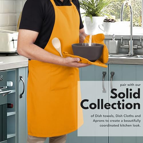 4 Piece Set 2 Oven Mitts & 2 Potholders (Mustard Yellow)