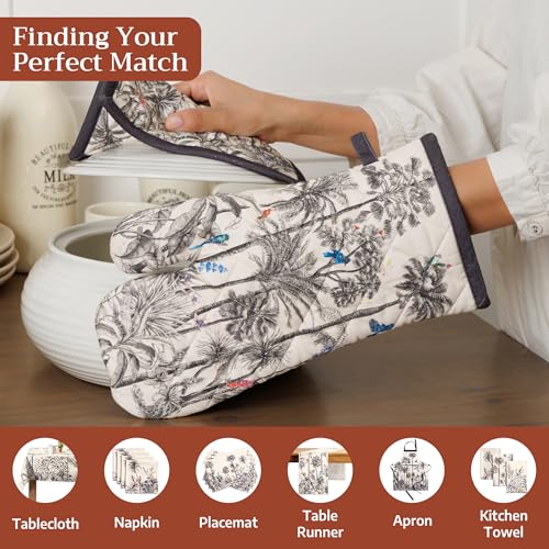 100% Cotton Oven Mitt & Pot Holder Set (021 - Amazonia / 7.5" x 13" & 8" x 8" (Oven Mitt & Pot Holder))