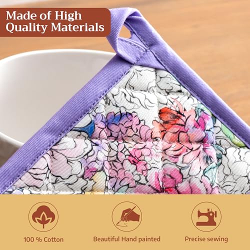 100% Cotton Oven Mitt & Pot Holder Set (044 - Floral Love / 7.5" x 13" & 8" x 8" (Oven Mitt & Pot Holder))