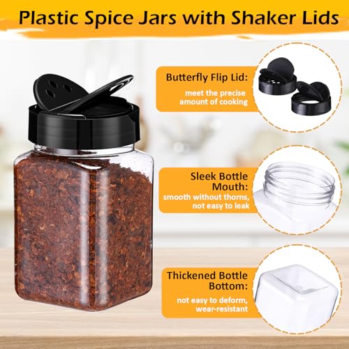 12.2 oz 30 Pack Plastic Spice Jars with Shaker Lids Clear Seasoning Containers Spice Bottles for Kitchen Storing Herbs Seasoning Powders (30 Count)