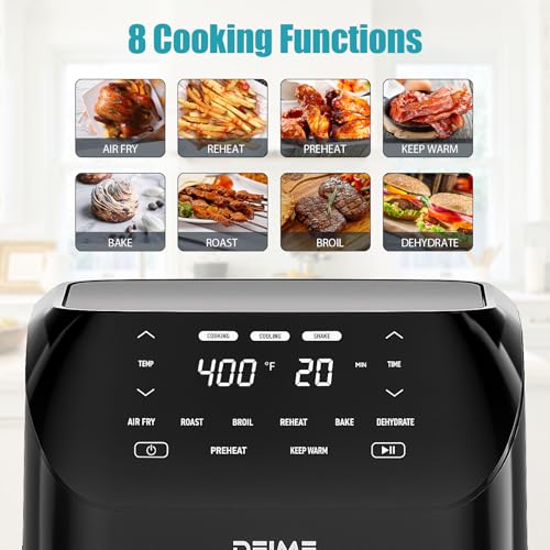 Air Fryer 6.2 QT Large Capacity Oilless Hot Air Fryers Oven 1500W Healthy Cooker with 8 Presets