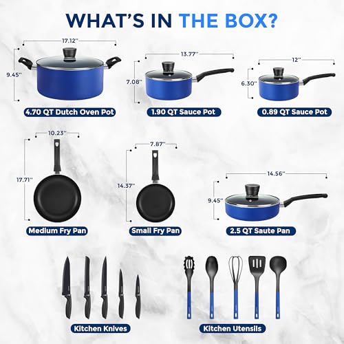 Pots and Pans Set (20 Piece / Blue)