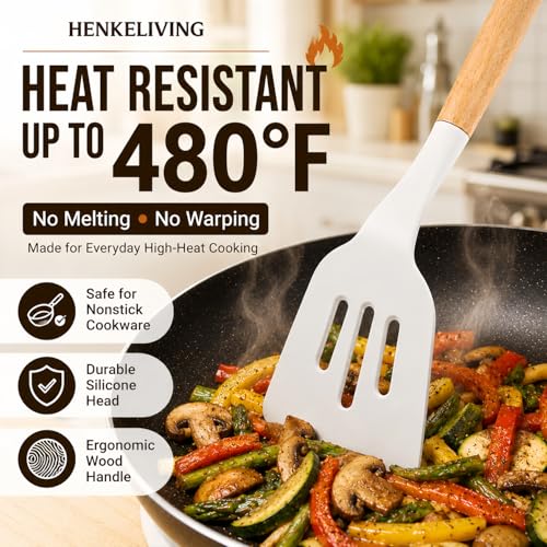 Silicone 10 Pcs Kitchen Cooking Utensils Set (CreamWhite)