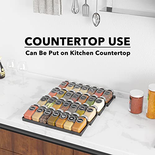 Spice Drawer Organizer with 28 Spice Jars (28 Jars, 13" Wide)