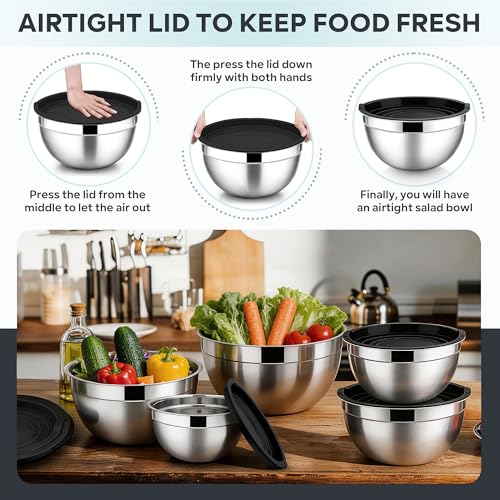Mixing Bowls with Lids Set (Black / 10 Piece)