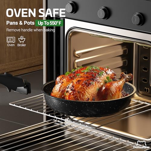 26 Pcs Pots and Pans Set Non Stick (Black / 26Pcs)