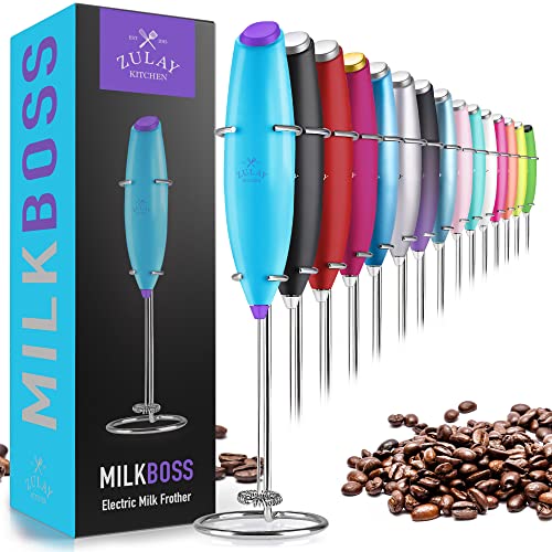 Zulay Powerful Milk Frother for Coffee with Upgraded Titanium Motor (Iridescent Blue / OG Frother)