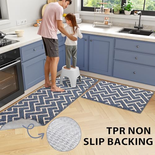 Kitchen Runner Rug (Blue / 20"x48"+20"x32")