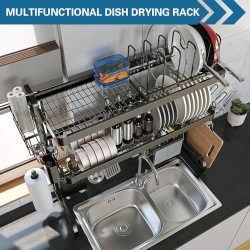 Over The Sink Dish Drying Rack (Black / 3 Tier Style A)