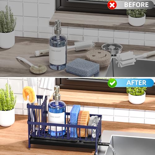 Sponge Holder for Kitchen Sink (Navy Blue - 9.25″)