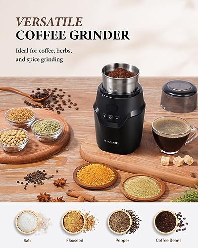 Adjustable Coffee Grinder Electric (Dark black / 1 Bowl)