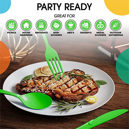 Party Solids Plastic Spoons (Lime Green / Spoons)