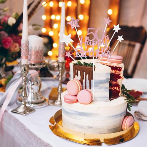 Rose Gold 50th Birthday Cake Topper (7 Count)
