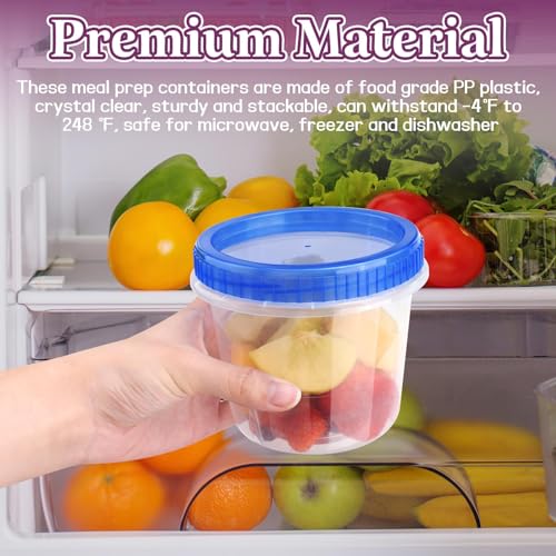 12 Pack Freezer Containers with Screw On Lids 24 Oz (24oz-12pack)