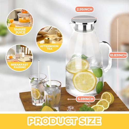 3 Liter 101 oz Glass Pitcher with Lid and Spout (101 Ounces / Clear)