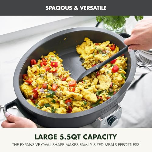 Elite 5.5QT Electric Oval Skillet (5.5 Quarts / Gray)