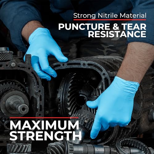 Heavy Duty 6 Mil Blue Nitrile Gloves Disposable Latex & Powder Free (100 Count / XX-Large)
