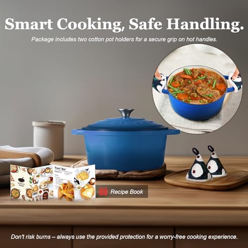 Enameled Cast Iron Dutch Oven (7 Quart / Sapphire blue)