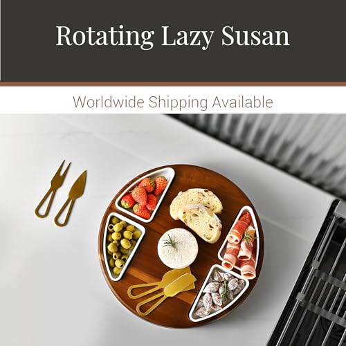 Upgraded Lazy Susan Cheese Cutting Board Set (Round 13")
