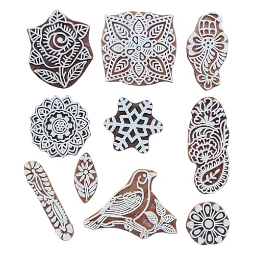 Assorted Wooden Block Printing Stamps (10 Pcs / Bulk01_10a)