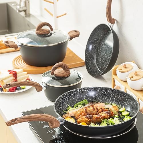 Non Stick Pots and Pans Set (12 pieces Black)