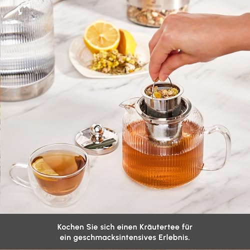 Kelly Midi Borosilicate Glass Teapot Set with Infuser (2 L / 1 L / Kelly Glass)
