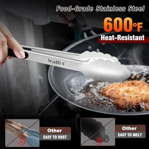 Stainless Steel Kitchen Tongs for Cooking (7+9+12inch / Stainless Steel)