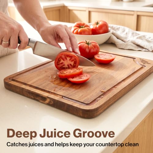 Acacia Wood Cutting Boards for Kitchen Set of 3 (3 Pack Beeswax no Stand)