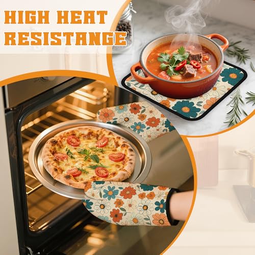 Vintage Floral Oven Mitts and Pot Holders (4 Count)